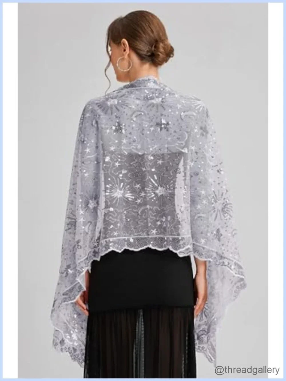 Sequin Fringed Shawl Wrap Evening Cape Women's 1920s Bridal Party Cover Up